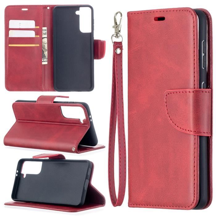 Etui Housse Samsung Galaxy S20 FE Rouge étui de téléphone d'affaires haut de gamme avec Support Protection