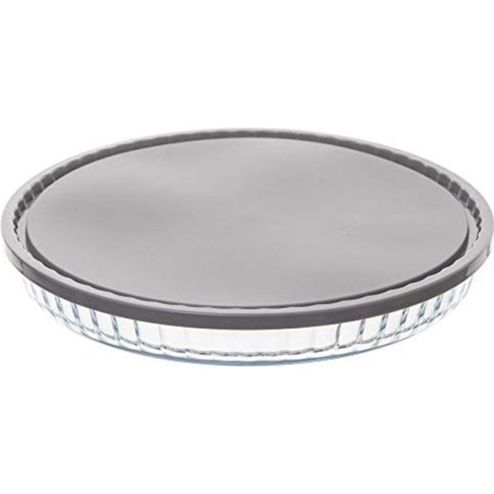 Plat à Tarte en Verre -Couvercle- 27cm Transparent