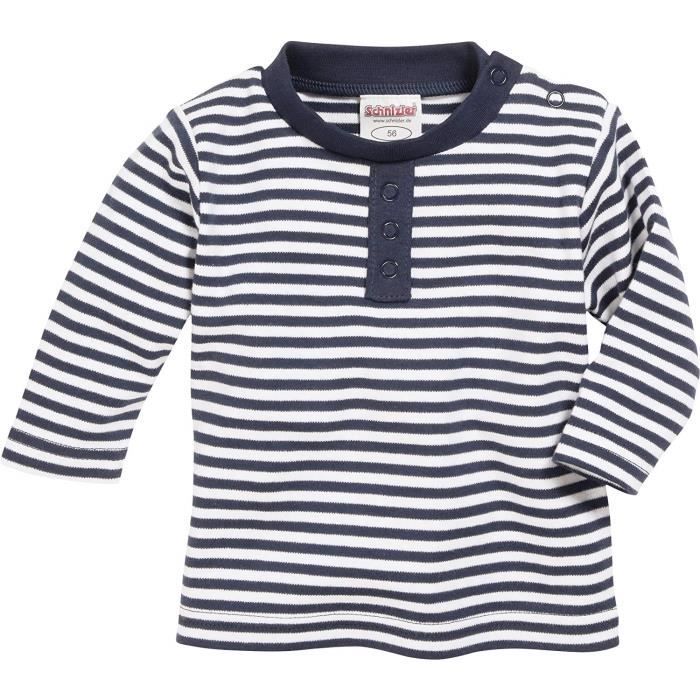 Schnizler Langarmshirt Marine geringelt, Oeko-Tex Standard 100, Sweat-Shirt Mixte bébé, Bleu (Marine/weiß), 74 - 813007-171