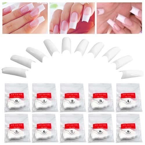 TRIXES 500 Faux ongles / tips french blancs pour Nail Art, acrylique, gel, maquillage et manucure