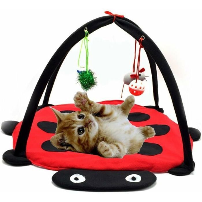Meilleurs prix pour Tapis de Jeu Mobile pour Chien ou Chat Lit Rembourr avec Jouets Suspendus Clochettes Balles et Souris couleurs multiples YYV