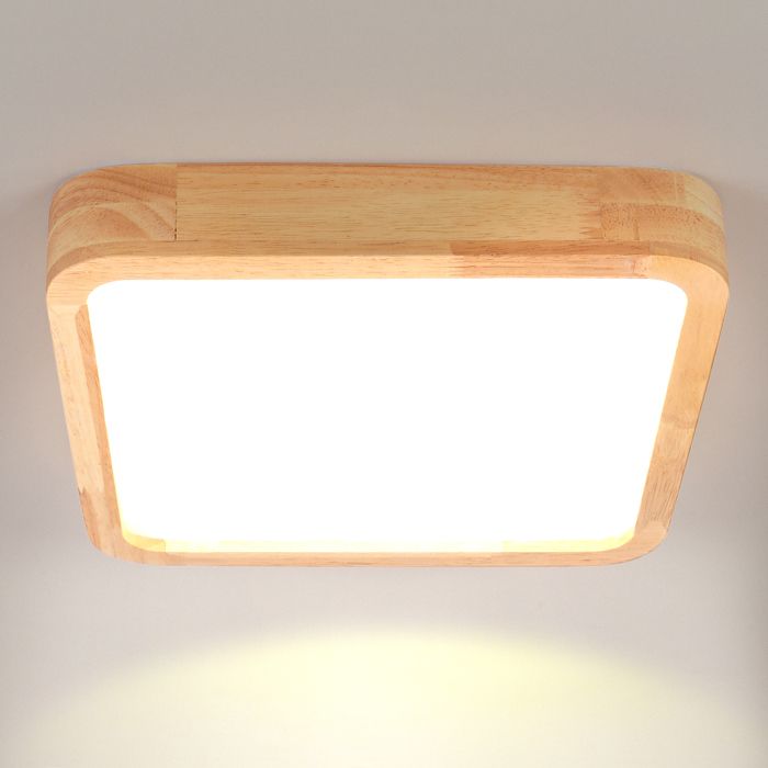 DLGLOLIN Plafonnier LED Carré en Bois Naturel Ø30cm 4500K 40W Lampe de Plafonde pour Chambre Salon Bureau Lumière Neutre