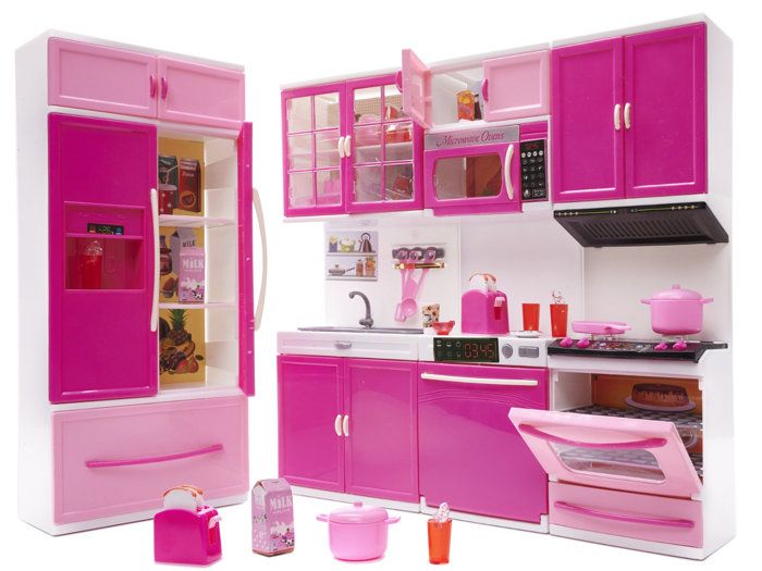 Meuble de cuisine pour poupée 4 segments sonores LED 48cm