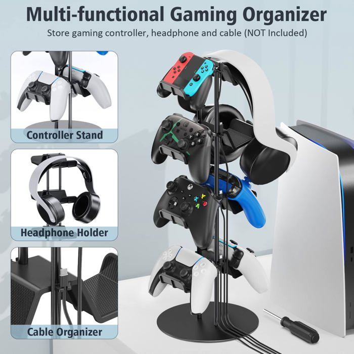 Support De Rangement Pour Manettes De Jeu - Design Décoratif En Résine - Pour Bureau, Chambre, Salon - Organisez Vos Accessoires Gaming - 7