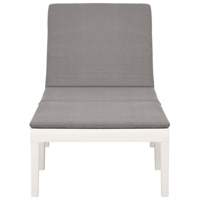JLL*TOP - Chaise longue - Bain de soleil - avec coussin - Plastique Blanc LLL934