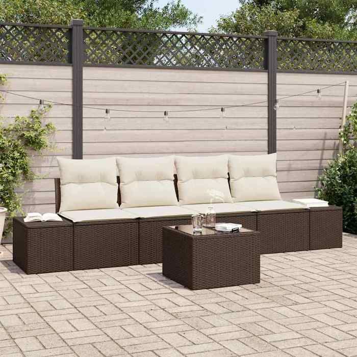 vidaXL Ensemble de canapé de jardin avec coussin 5 pcs et - vue 6