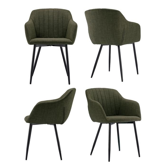 Goeurvant Chaises de salle à manger avec assise large et accoudoirs confort minimaliste - Lot de 4 - Vert de pré