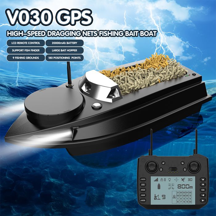 Leurre de pêche à vitesse fixe, retour intelligent RC 500M, bateau à appâts télécommandé, détecteur de poissons, 2 trémie, positionnement GPS  26