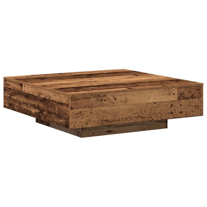 Table basse en vieux bois 100x100x31 cm en bois d ingénierie