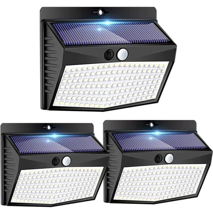 Lampe Solaire Extérieur Détecteur de Mouvement-3pcs de 138LED-Lumière étanche Sans Fil 3 Modes Spot LED éclairage extérieur solaire