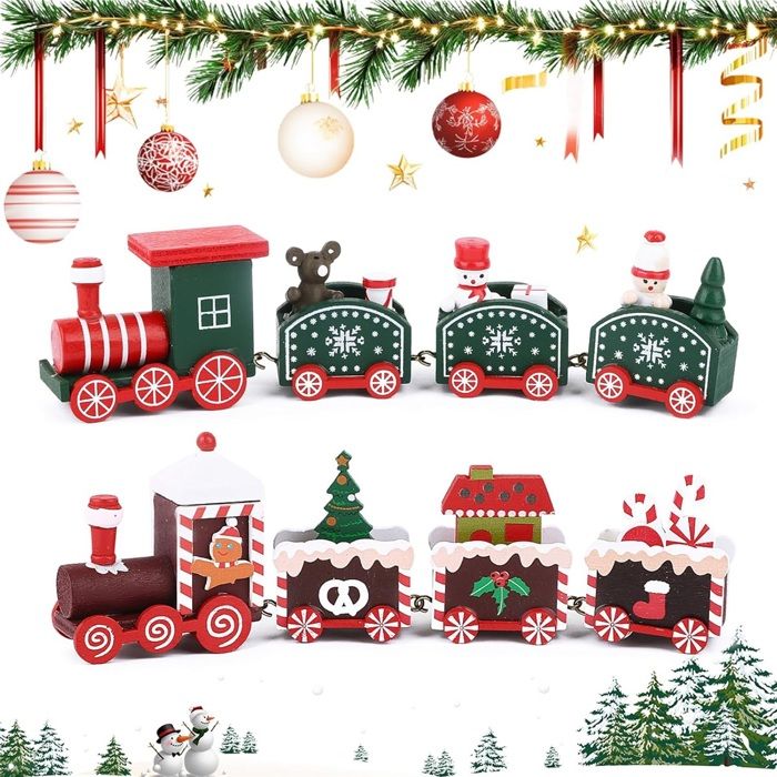 Coffret de décoration,Petit Train en bois,décorations de noël pour la Coffret de décoration,Petit Train en bois,décorations de noël pour la