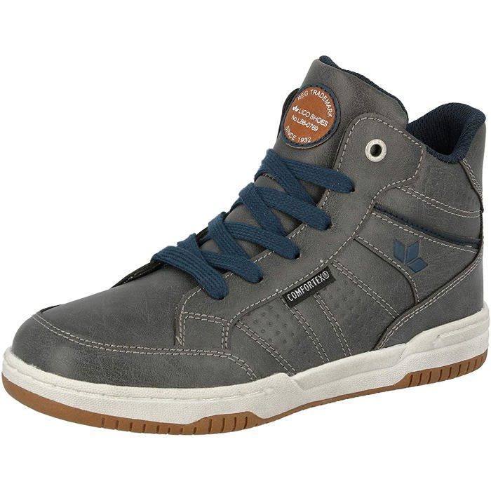 Bottes garçon Lico Slade 530806 gris - synthétique semelle caoutchouc lacets semelle intérieure amovible