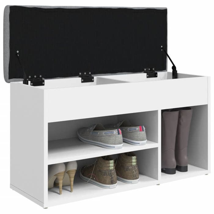 MGH - TOP Banc de rangement à chaussures - Meuble de couloir - blanc 82x32x45 5 cm - bois dingénierie MM446