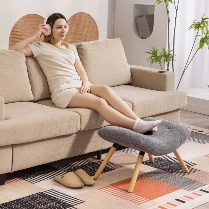 Tabouret Repose-Pieds Polaire Berbère 67x45x38 cm Gris Foncé - Design Moderne pour Intérieur Charge 120kg Tabouret Repose-Pieds Polaire Berbère 67x45x38 cm Gris Foncé - Design Moderne pour Intérieur Charge 120kg