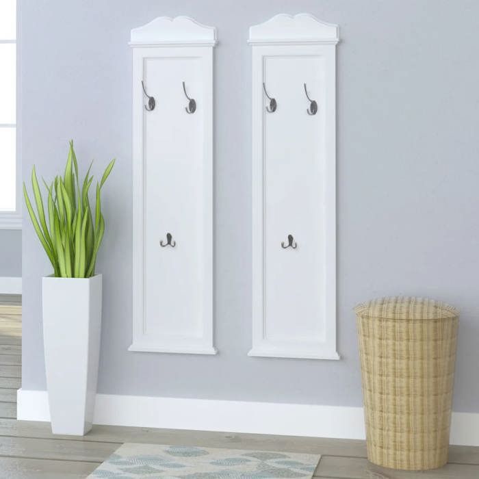 Porte-manteau baroque - vidaXL - Blanc - 3 patères en acier - 28x3 5x109 cm - Lot de 2 - MDF et bois de sapin