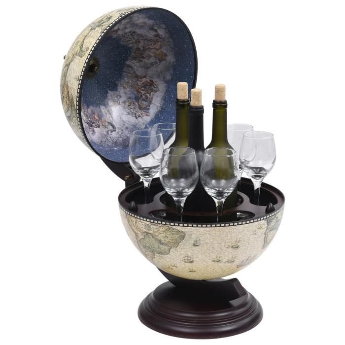 Bar globe en bois - vidaXL - 38x33x48 cm - Vert et marron - Bois massif eucalyptus