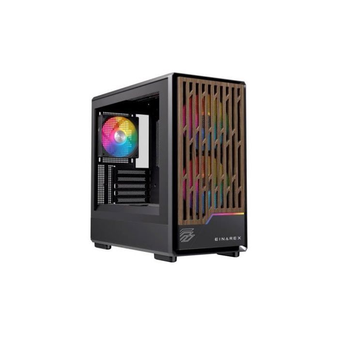 Tour compacte Einarex PULSE PM400 RGB bois 2x140 mm micro ATX verre trempé - vue 3