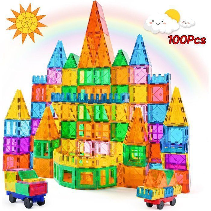 Blocs Construction Magnetique Enfant 100 Pièces Jouets magnétiques Enfants Educatif