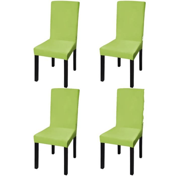 Housse de chaise extensible - Happiness - 4 pièces - Vert pomme - Hauteur du dossier 46-55 cm Housse de chaise extensible - Happiness - 4 pièces - Vert pomme - Hauteur du dossier 46-55 cm