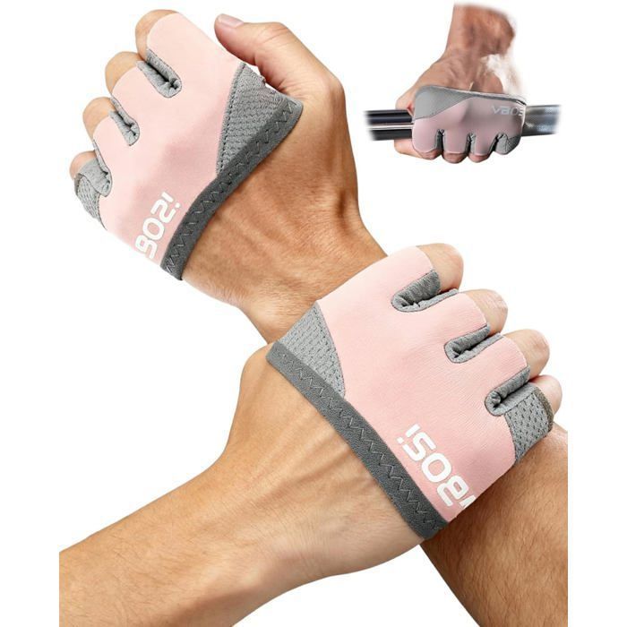 Gants de Fitness - AQSACOKIYA - Demi-Paume Gants Musculation Homme et Femme Design à Quatre Doigts (Rose XL)