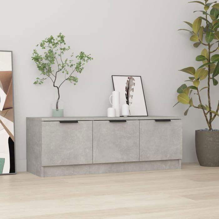 Promo avril*Meuble TV - MONNA - Support TV jusqu’à 50 - Banc TV - Gris béton 102x35x36 5cm Bois dingénierie_616624