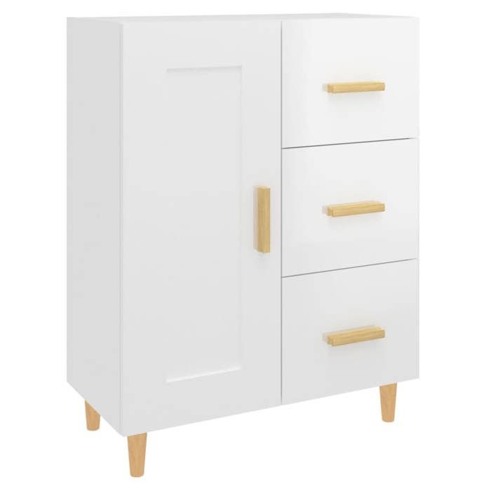 Top 2026@Cabinet bahut de rangement simple Blanc - SWEETY® Buffet Blanc brillant 69 5x34x90cm - bois dingénierie 519245