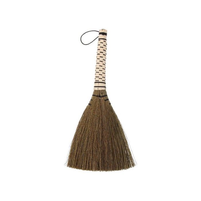 Mini balai de nettoyage - Format compact 20x13x4 cm - Poils résistants en Miscanthus - Marron clair