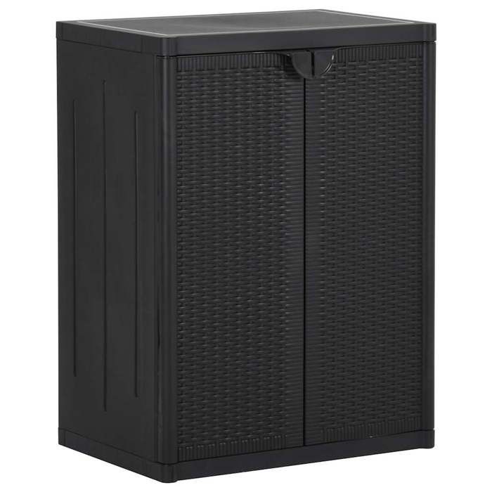 Vintage Armoire Haute/Placard Extérieur - Noir - Armoire de rangement de jardin Noir 65x45x88cm PP Rotin _003633567