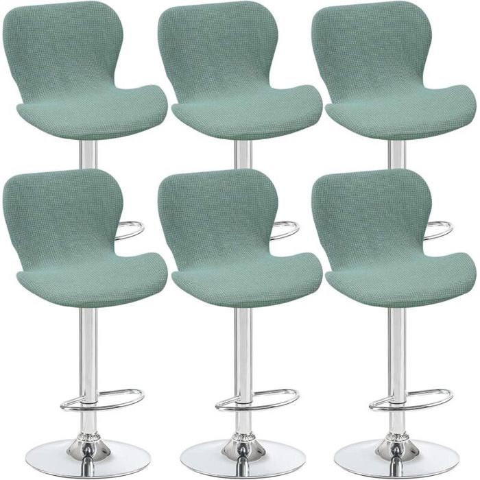Housses de tabouret - Unbrand - Lot de 6 - Vert clair - 40x30x30 cm - Pivotant incurvé - Dossier bas