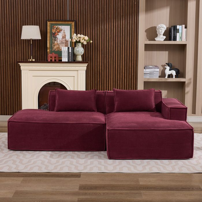 Canapé 2 places - 235 cm multifonction - 2 coussins - assise ressorts + mousse HD - tissu anti-tache