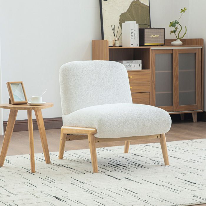 Chaises et sièges dappoint 61.5x74x76 cm Ivoire chenille design moderne rangement pratique design moderne et montage facile