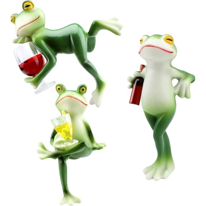 Figurines Grenouilles Câlineuses de Pots lot de 3 statues en résine pour décoration ornements drôles pour pots de fleurs & clôture