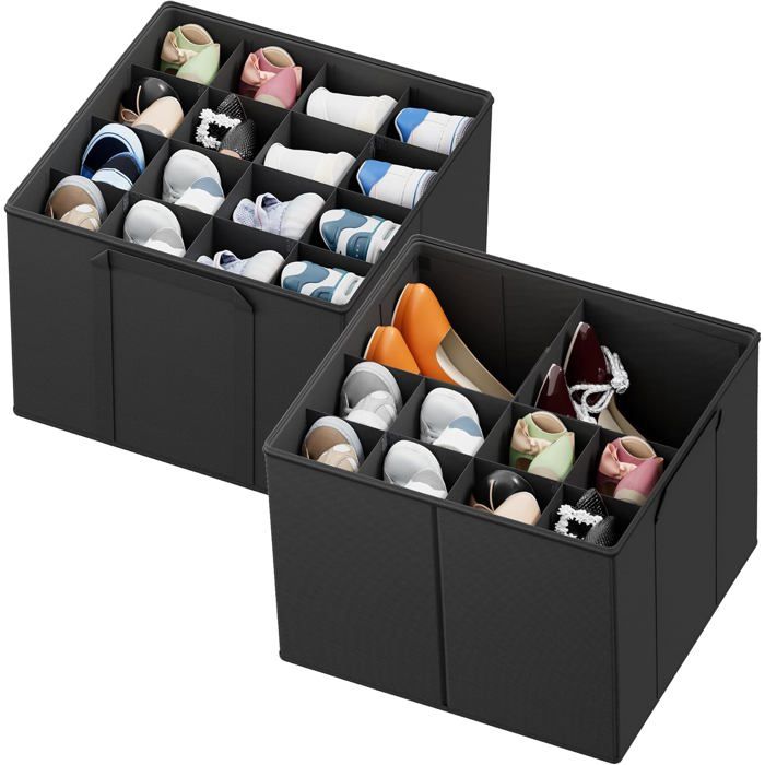 Spaceaid Lot De 2 Organiseurs De Chaussures Pliables Pour Placard Paniers De Rangement Avec Séparateurs Réglables Peut Conte[BI138]