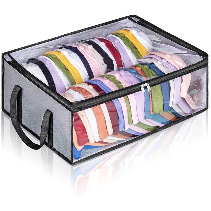 Boîte de rangement pour casquettes grande capacité 40 pièces organisateur placard transparent gris