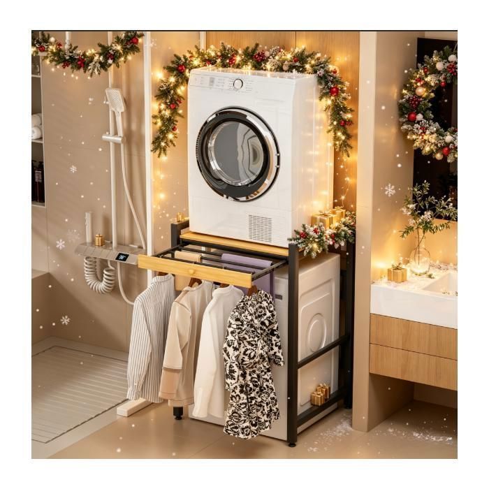 Armoire wc / Meuble étagères de rangement machine à laver Hauteur Ajustable Structure Renforcée Charge 250 kg blanc