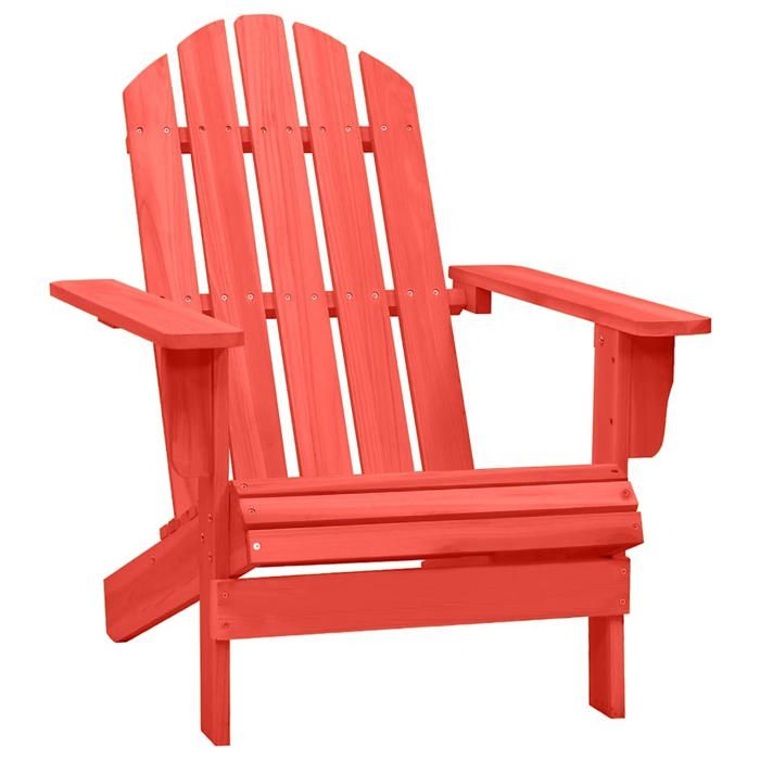 Chaise de Jardin Adirondack Rouge 69 5 x 86 5 x 89 5 cm en bois massif de sapin sans Coussins confort pour Jardin et Terrasse 15482