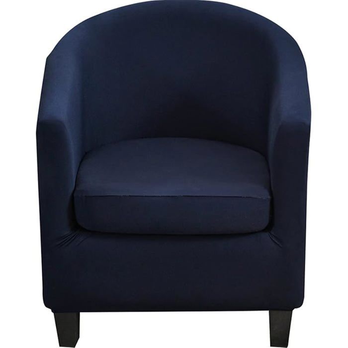 Housse Fauteuil Club Extensible Bleu Marine Design Uni Élégant Cabriolet Chesterfield 2 Pièces avec Coussin Sa HOUSSE DE FAUTEUIL