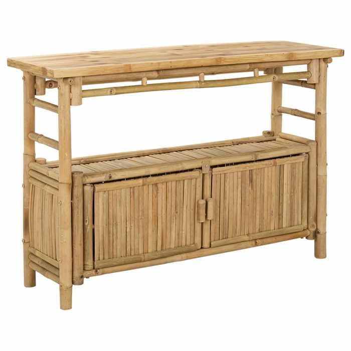 NEW Bout de Canapé/MEUBLE dEntrée - UU - Table console - avec étagère Naturel 110x35x75 cm Bambou FR_96982