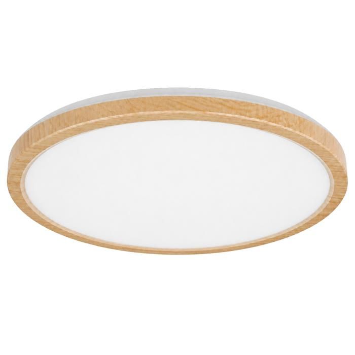 Plafonnier LED Moderne Luminaire Design 30 cm 24W 2400lm 4000K IP44 Blanc Rond Bois Chambre/Couloir/Salle de Bain/Cuisine/Salon