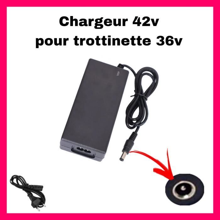 Chargeur Trottinette électrique 42V 1.5A - Pour Batterie Lithium 36V 10S, Avec Prise EU Et Adaptateurs