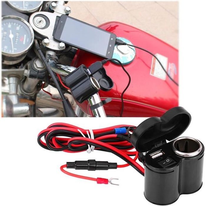 Prise d'allume-cigare de port d'alimentation d'énergie de téléphone de 12-45V USB pour le scooter de moto -LAF