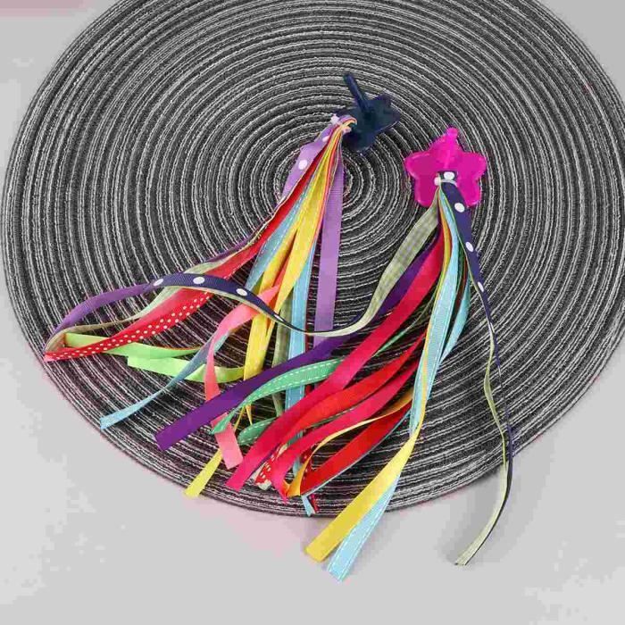 Guidon Vélo Enfant Banderoles Pompons Lumineux - Accessoire Déco Vélo