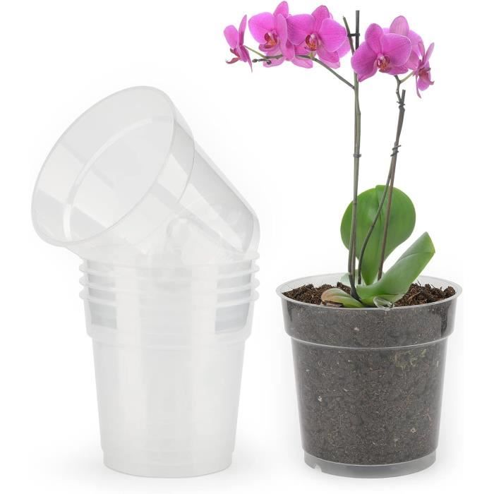 Kit De Rempotage Pour Orchidées : Pot Transparent Pour Orchidées, 4 Trous  De Drainage Et Soucoupe + Terreau Spécifique Pour O[H28]