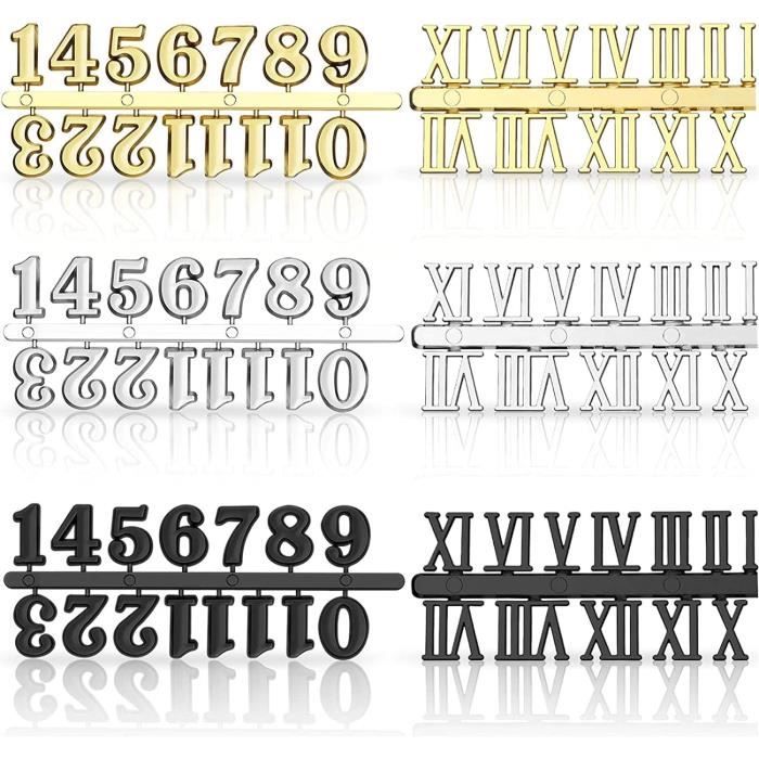 Chiffres Arabes Pour Horloge DIY - 30 Pièces Métal/ABS - Noir