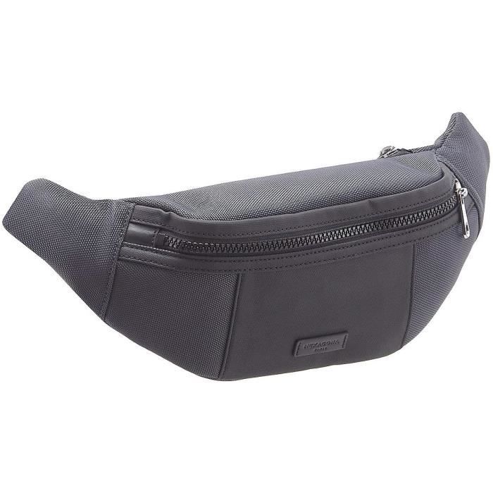 Sacoche Hexagona Travel Pour Homme - Nylon Et Cuir De Vachette - Compatible Téléphone Portable - Bandoulière Réglable - Noir