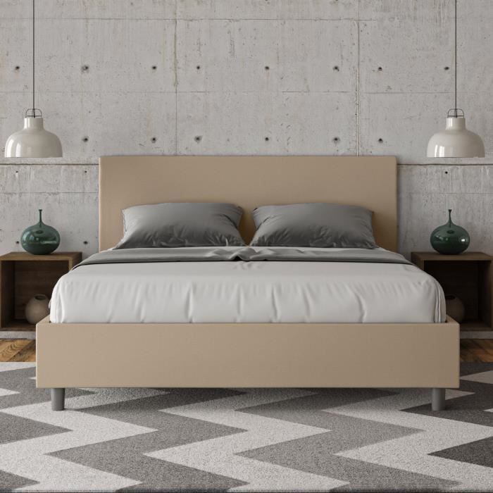 Lit Adele 160x210 sans sommier tourterelle - Adele - Double lit avec cave rembourré - Gris - 160 x 210 cm Lit Adele 160x210 sans sommier tourterelle - Adele - Double lit avec cave rembourré - Gris - 160 x 210 cm