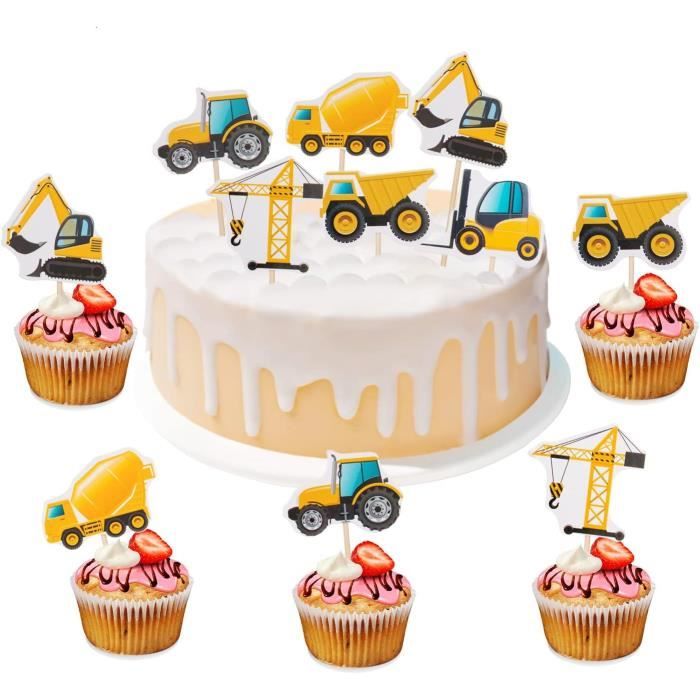 Ouceanwin 35 Pcs Véhicule de Construction Cupcake Topper Décoration De