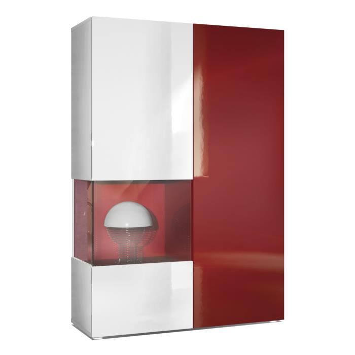 Vladon Vitrine Morena Corps en Blanc mat- insert en Bordeaux haute brillance Vladon Vitrine Morena Corps en Blanc mat- insert en Bordeaux haute brillance