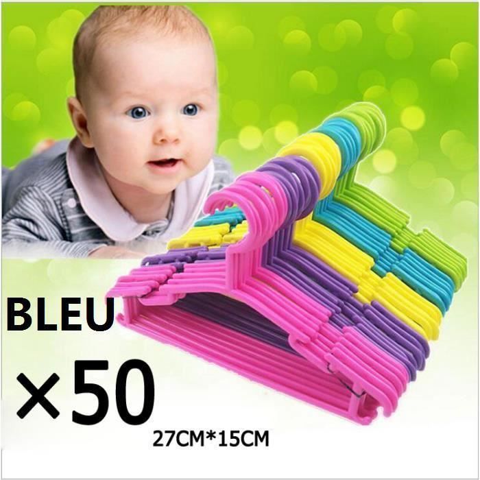 Bleu Lot De 50 Cintres Pour Bebe Et Enfant En Plastique Sur Crochet Pour Fille Ou Garcon 27x15 Cm Cdiscount Maison