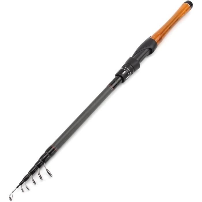 Canne à Pêche Télescopique Ultralégère Carbone – Longueur 1,8m à 3,4m, Fermée 55cm, Pour Enfant Et Débutant
